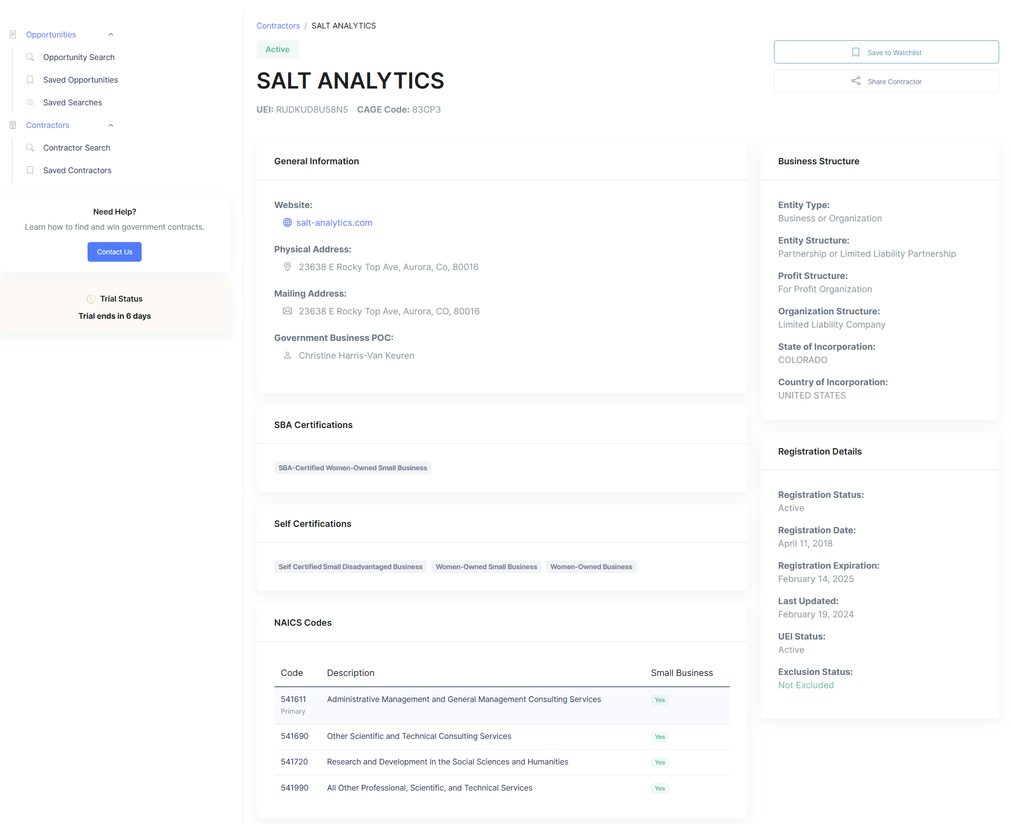 Contractor Details